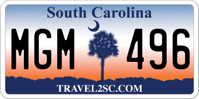 SC license plate MGM496