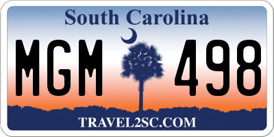 SC license plate MGM498