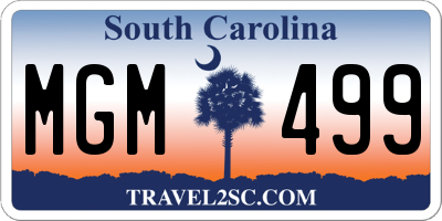 SC license plate MGM499