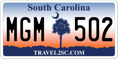 SC license plate MGM502