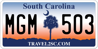 SC license plate MGM503
