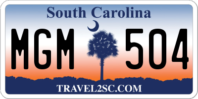SC license plate MGM504