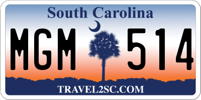 SC license plate MGM514