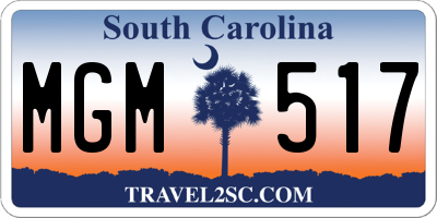 SC license plate MGM517