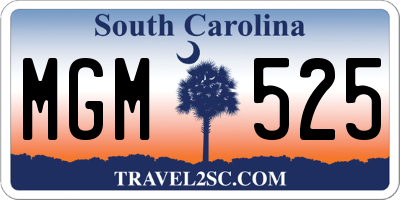 SC license plate MGM525