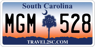 SC license plate MGM528