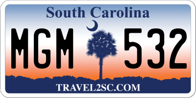 SC license plate MGM532