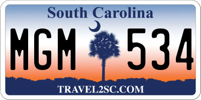 SC license plate MGM534