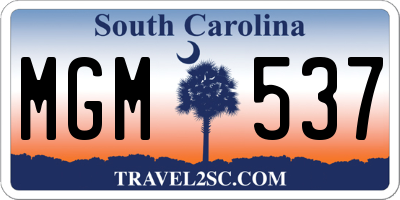SC license plate MGM537