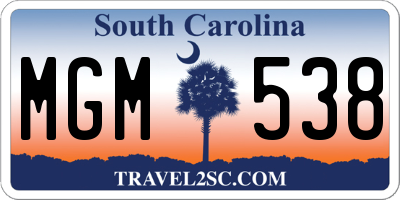 SC license plate MGM538