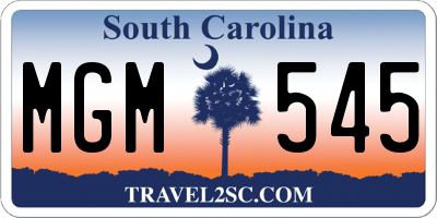 SC license plate MGM545