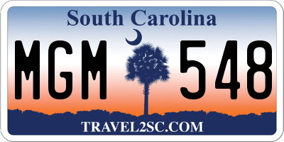 SC license plate MGM548