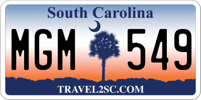 SC license plate MGM549