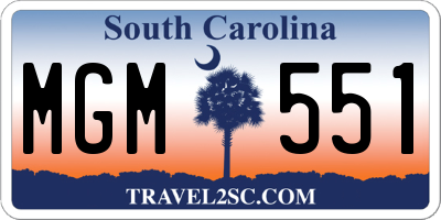 SC license plate MGM551