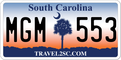 SC license plate MGM553