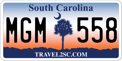 SC license plate MGM558