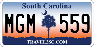 SC license plate MGM559