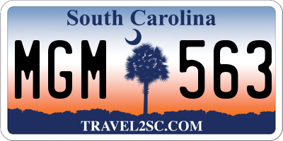 SC license plate MGM563