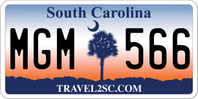 SC license plate MGM566