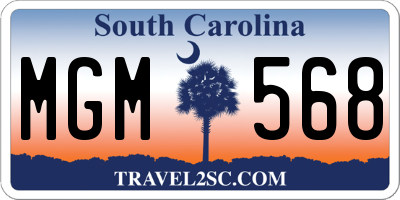 SC license plate MGM568