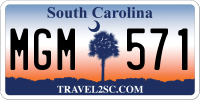 SC license plate MGM571