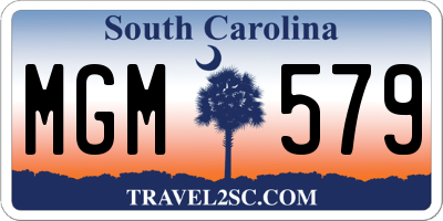 SC license plate MGM579