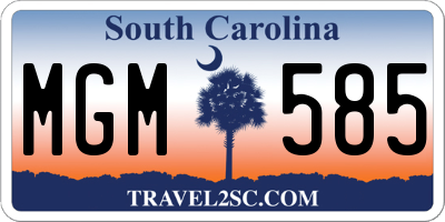 SC license plate MGM585
