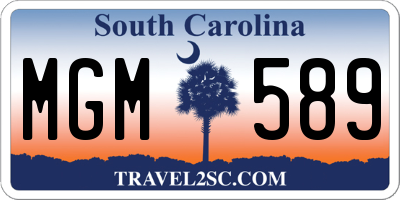 SC license plate MGM589