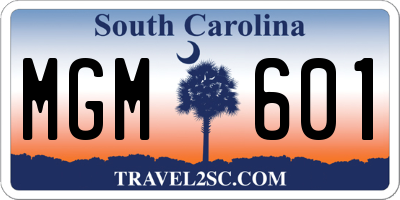 SC license plate MGM601