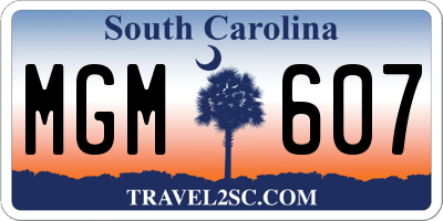 SC license plate MGM607
