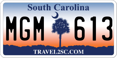SC license plate MGM613