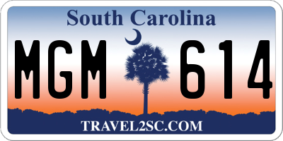 SC license plate MGM614
