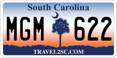 SC license plate MGM622