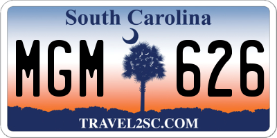 SC license plate MGM626