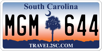 SC license plate MGM644