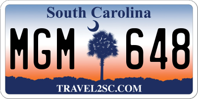 SC license plate MGM648