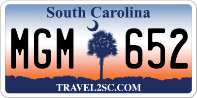 SC license plate MGM652