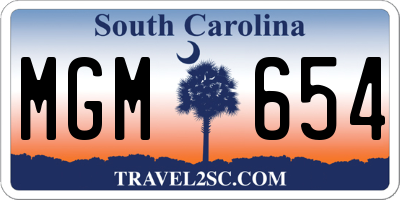 SC license plate MGM654