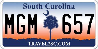 SC license plate MGM657