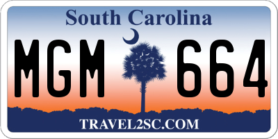 SC license plate MGM664