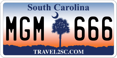 SC license plate MGM666