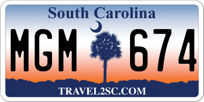 SC license plate MGM674