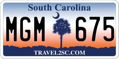 SC license plate MGM675