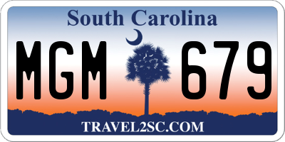 SC license plate MGM679
