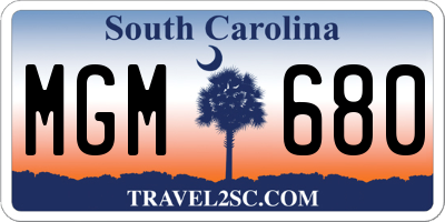 SC license plate MGM680