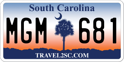 SC license plate MGM681