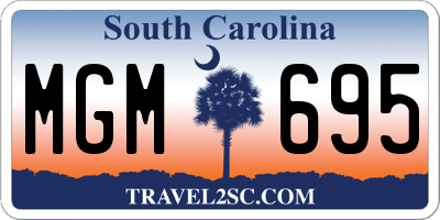 SC license plate MGM695