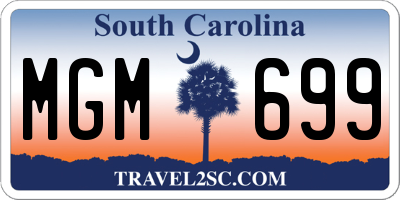SC license plate MGM699