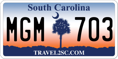 SC license plate MGM703
