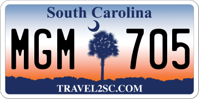 SC license plate MGM705